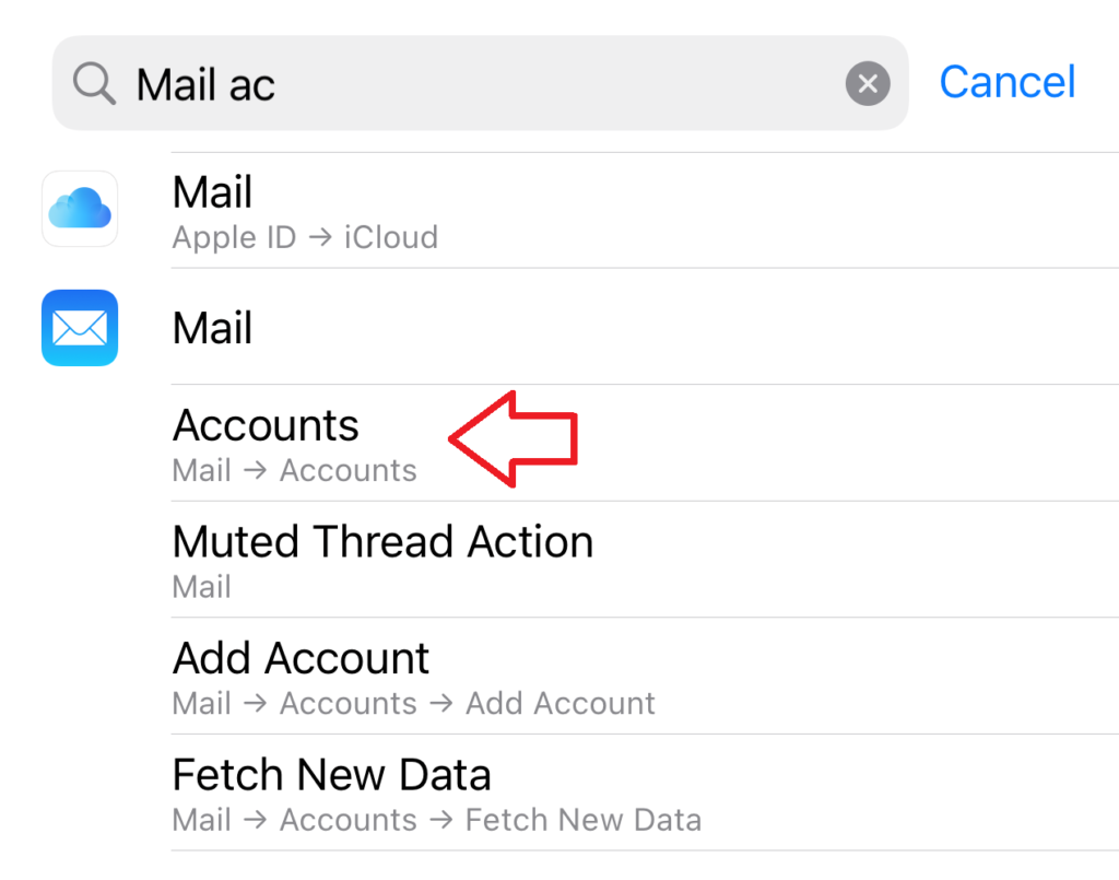 Configuración de la cuenta de correo Mail Accounts desde ajustes del iphone