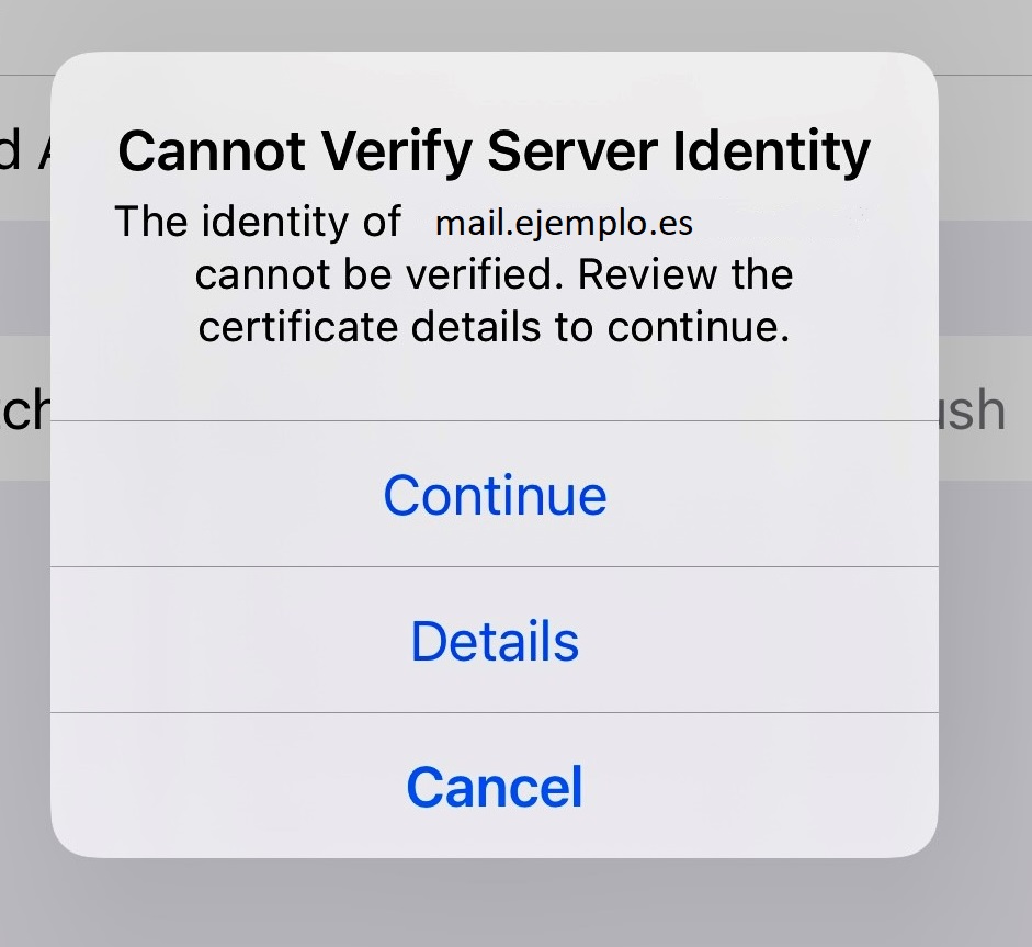 Error certificado Cuenta Iphone